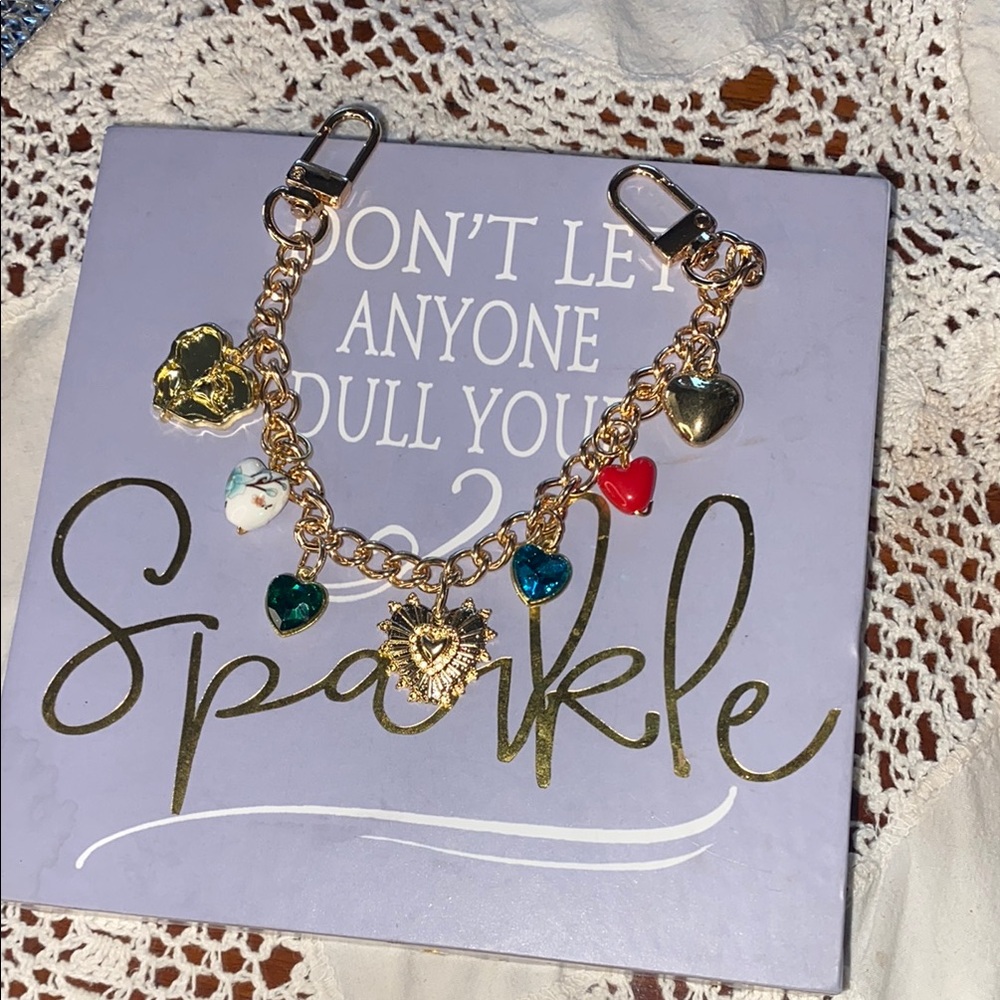 Multi colored bag charm or bracelet versatile